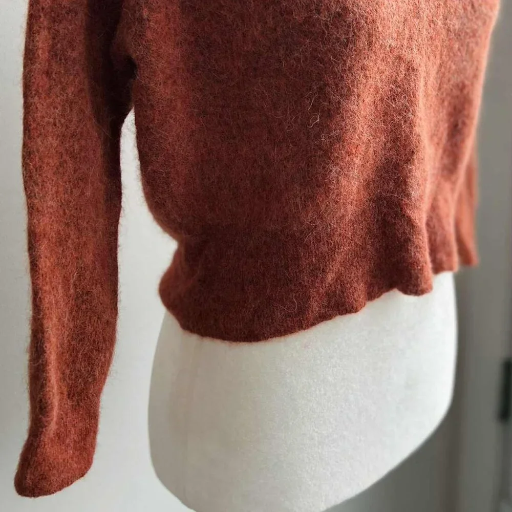 Madewell Rust Brushed Alpaca-Blend Knit Short Boxy Sweater with Soft Halo – US S - Picture 2 of 9